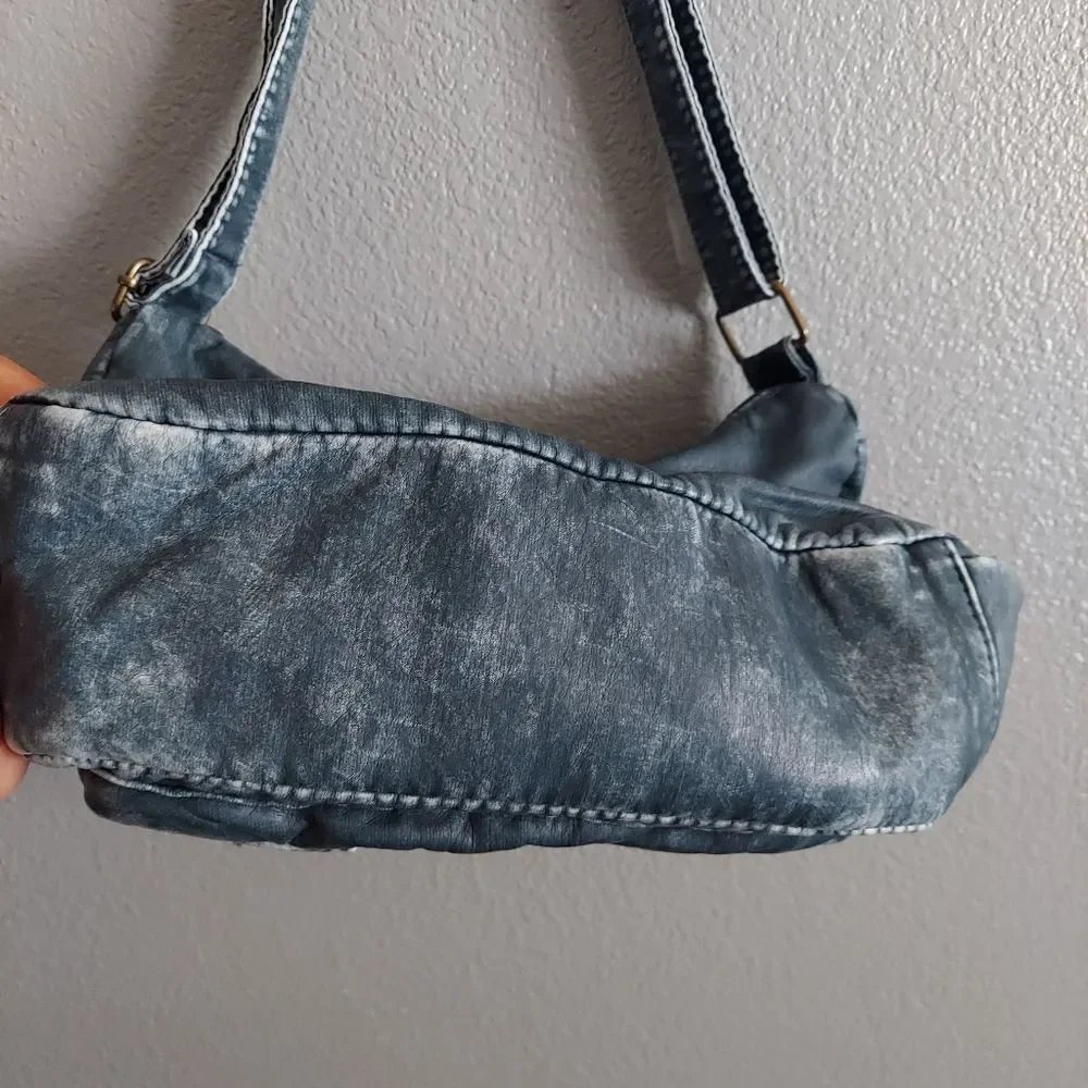 Stylish Soft PU Leather Multi-Picket Blue Denim Shoulder/Crossbody Bag